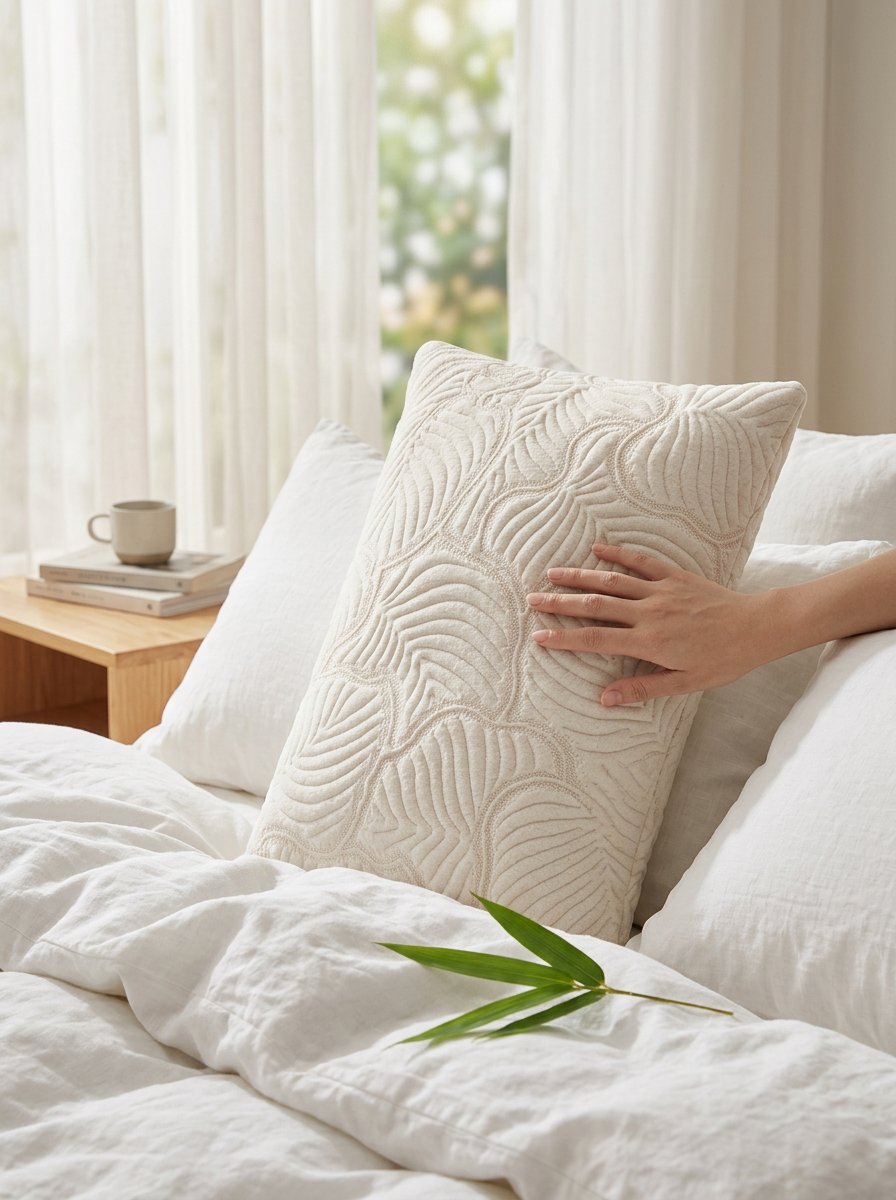 SkyLull Contour Memory Foam Pillow – 40 × 70 cm – Quilted Bamboo Cover with Ergonomic Support
